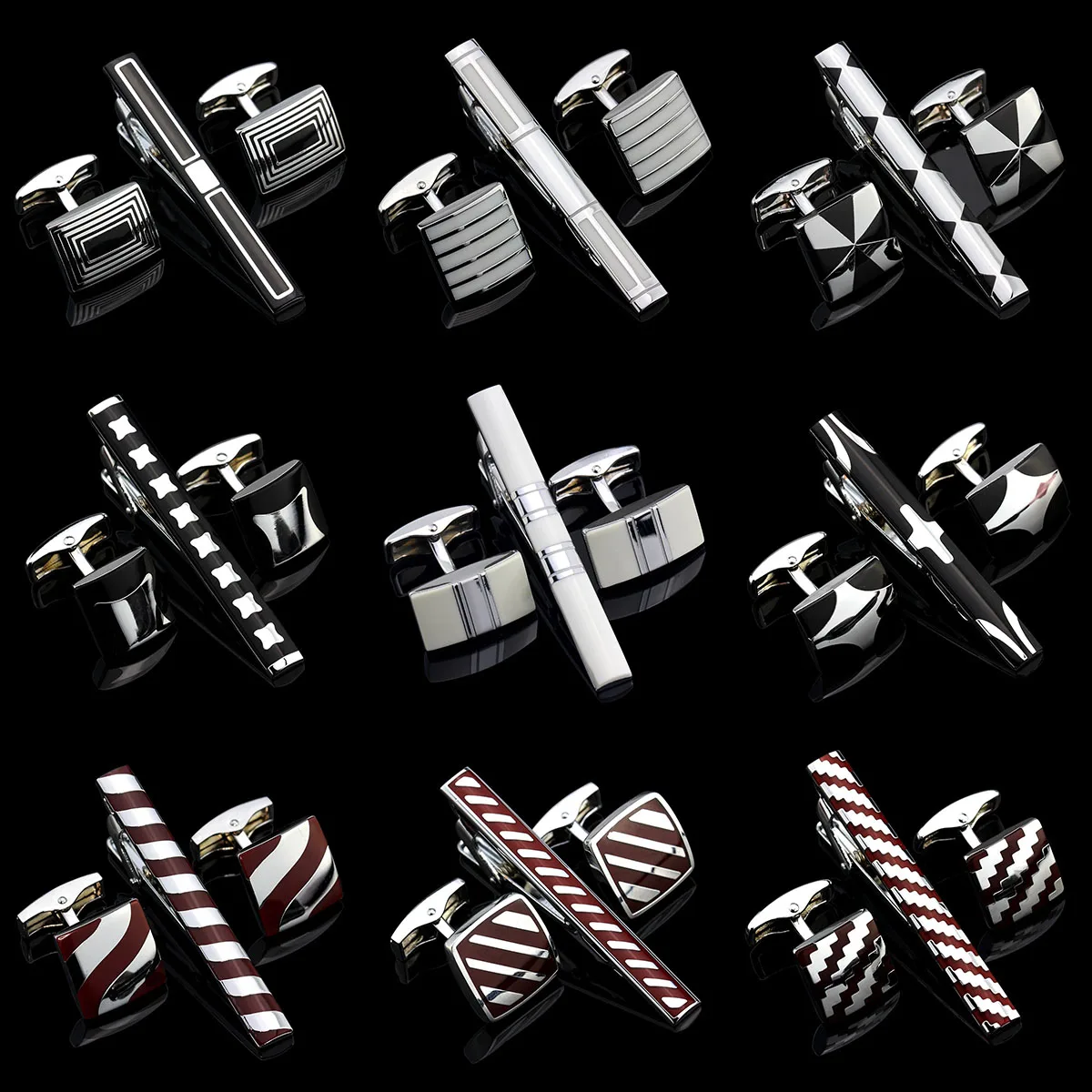 Качественные запонки зажим для галстука булавка мужской подарок классический