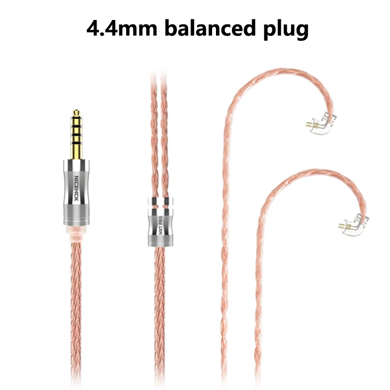 4.4mm balanced plug NICEHCK NX7 Pro посвященный 16 ядер высокой чистоты Медь кабель 3,5/2,5/4,4 мм штекер NX7 2Pin для NX7 Pro/DB3/TFZ/AUGLAMOUR Универсальный - Цвет: 4.4mm balanced plug
