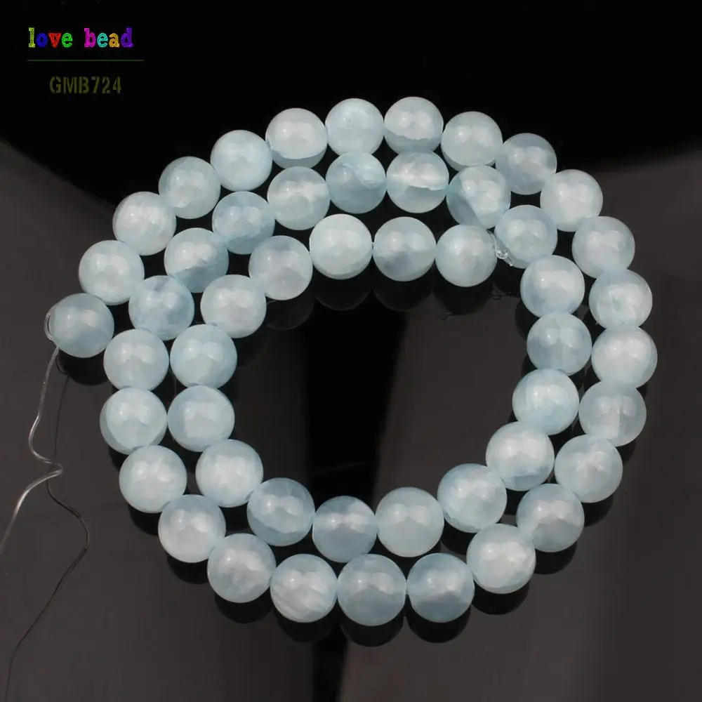 Аквамариновые камни светильник-голубые нефритовые круглые бусины россыпью для