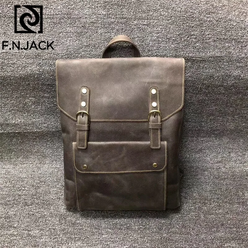 Винтажный Мужской рюкзак F.N.JACK с двумя лямками это классический дорожный для