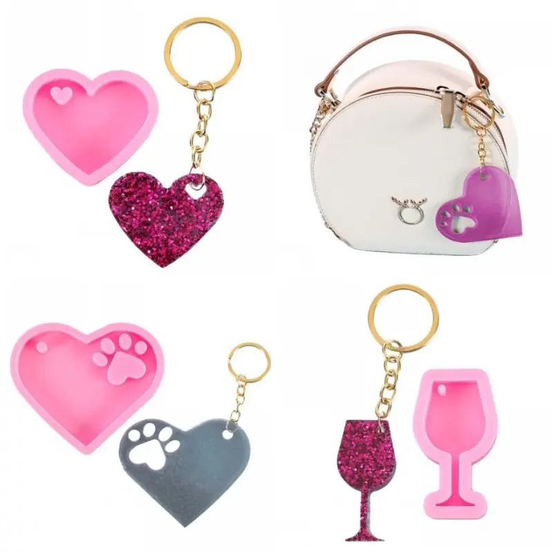 

Love Bear Paw Wine Glass Silicone Casting Epoxy Molds For DIY Resin Pendant Keychain Jewelry Tools Mould Uv Epoxy Handmade Craft
