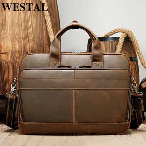 Сумка-мессенджер мужская из натуральной кожи, для ноутбука 15 дюймов, 8841