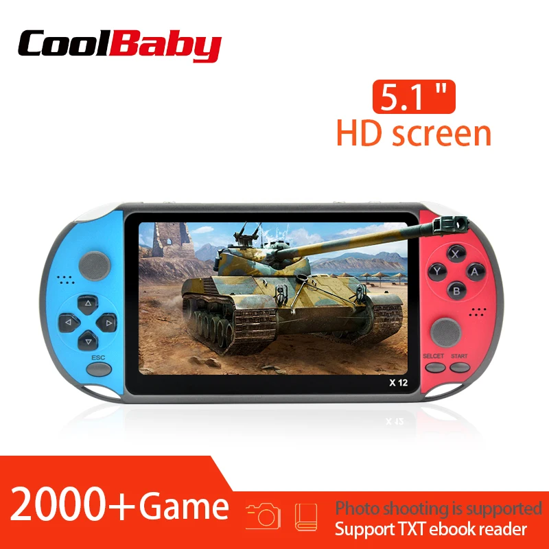 

X12 5.1 inch Handheld retro Game Video Player Game Consoles with Double Rocker Built-in 2000+ Games Support TF Card