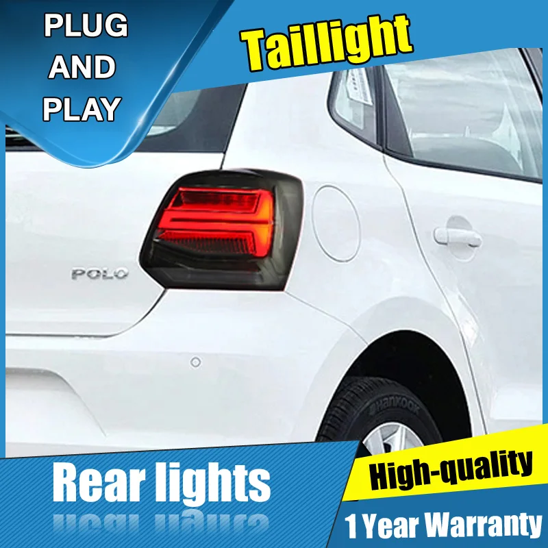 2 шт. автомобильный Стайлинг для VW polo задние фонари 2011- для polo светодиодный задний фонарь+ сигнал поворота+ тормоз+ обратный светодиодный свет