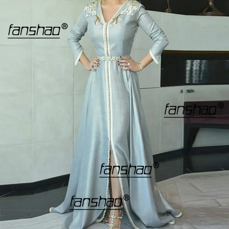 Небесно Голубой Кафтан платья для матери невесты аппликация вечернее платье Vestido
