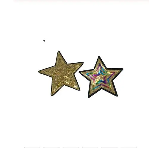 

DD2PCS/lot Large Gold/Colorful Stars Sequined Iron on Patches for Clothes DIY Decoration Accessories Star Sequins Appliques Patc