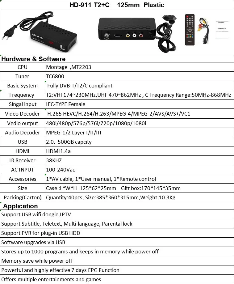 DVB-T2 Tuner Receiver HD 1080PSatellite Decoder TV DVB T2 C USB Built-in Russian Manual For Monitor Adapter | Электроника