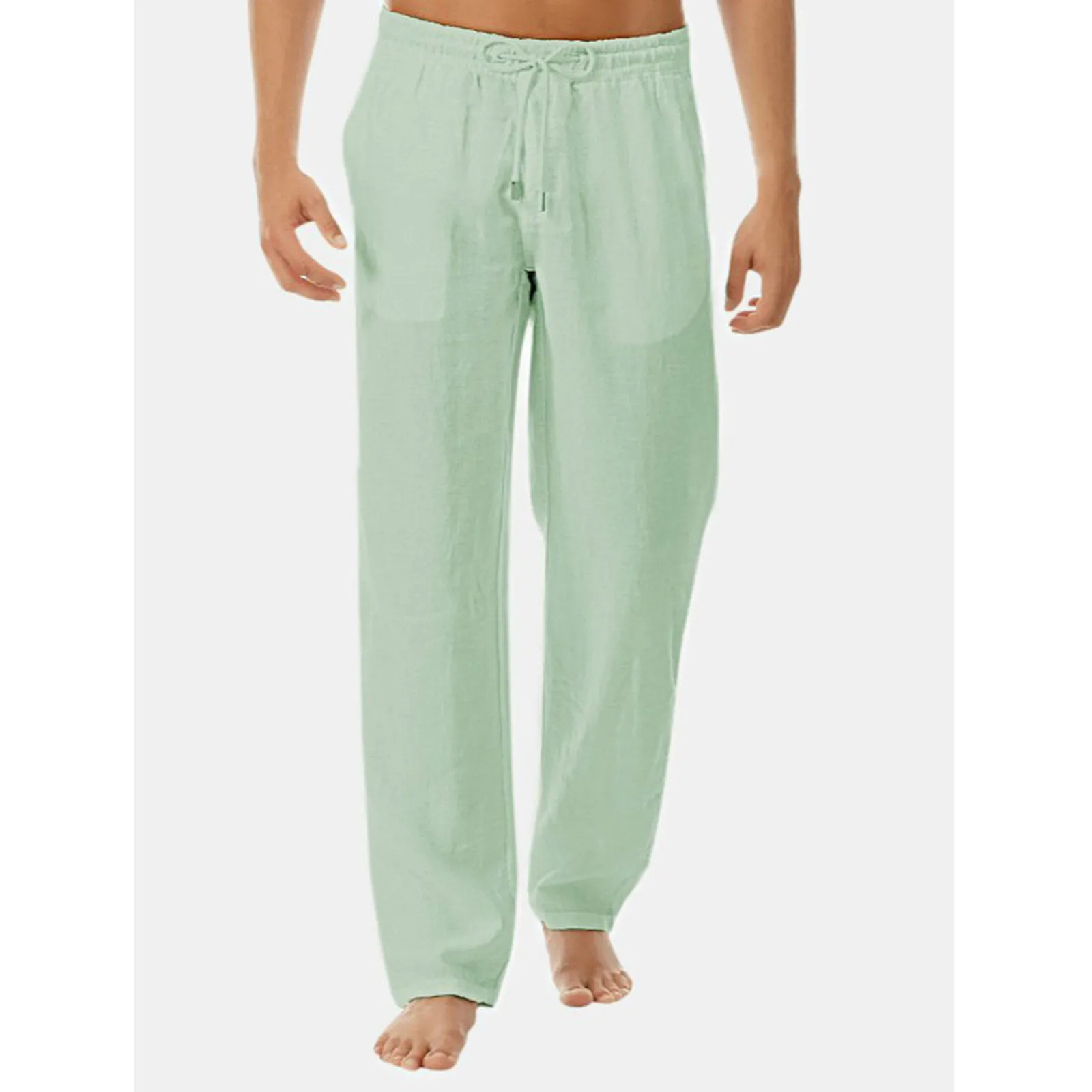 

2022 New Men's Trousers Summer Minimalist solid color pants Fashionable Pure Cotton And Linen loose pantalon homme