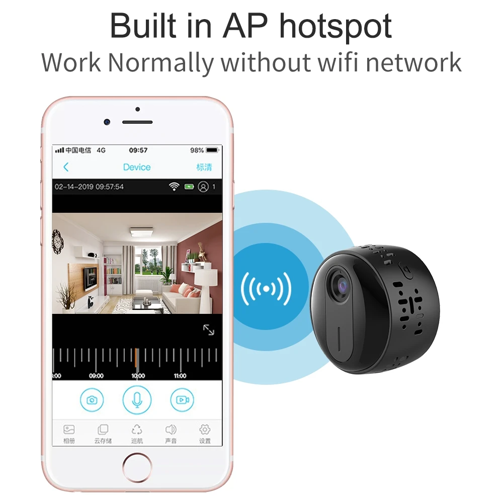 2 МП 1080P HD Wifi AP камера Умный дом Удаленный просмотр ночного видения портативная