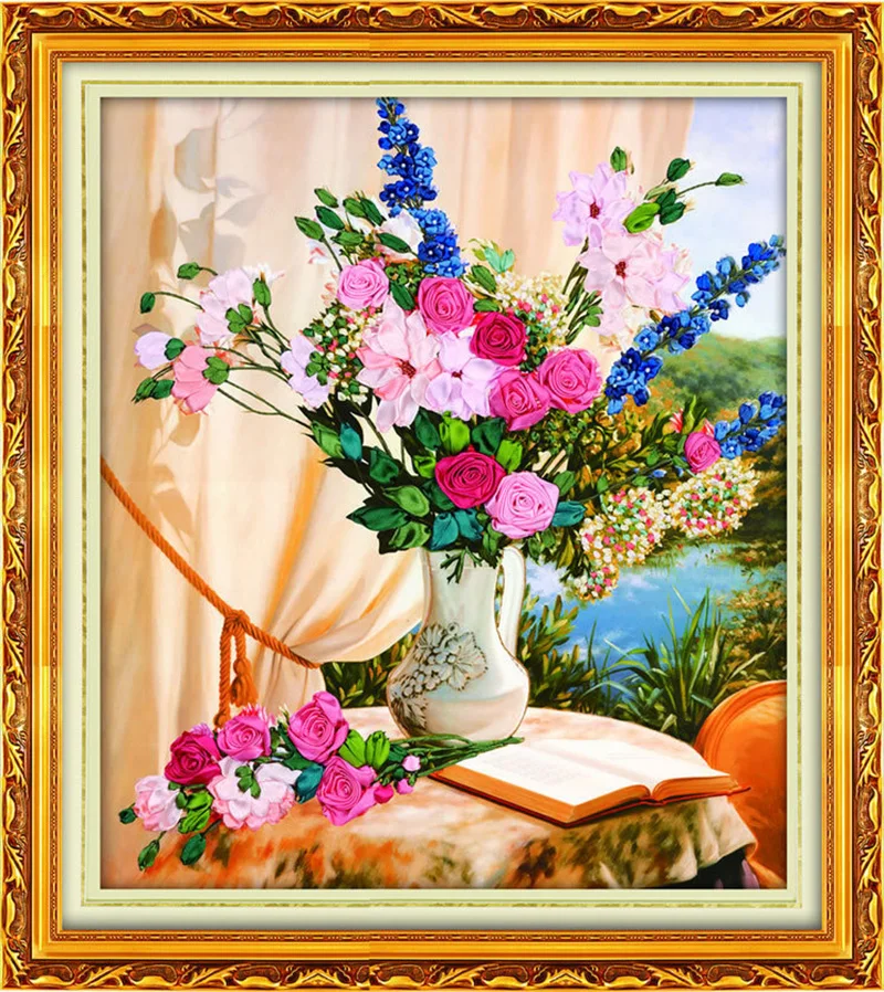 73X62cm роза цветок DIY 3d вышивания крестиком работа иголкой незаконченная вышивка