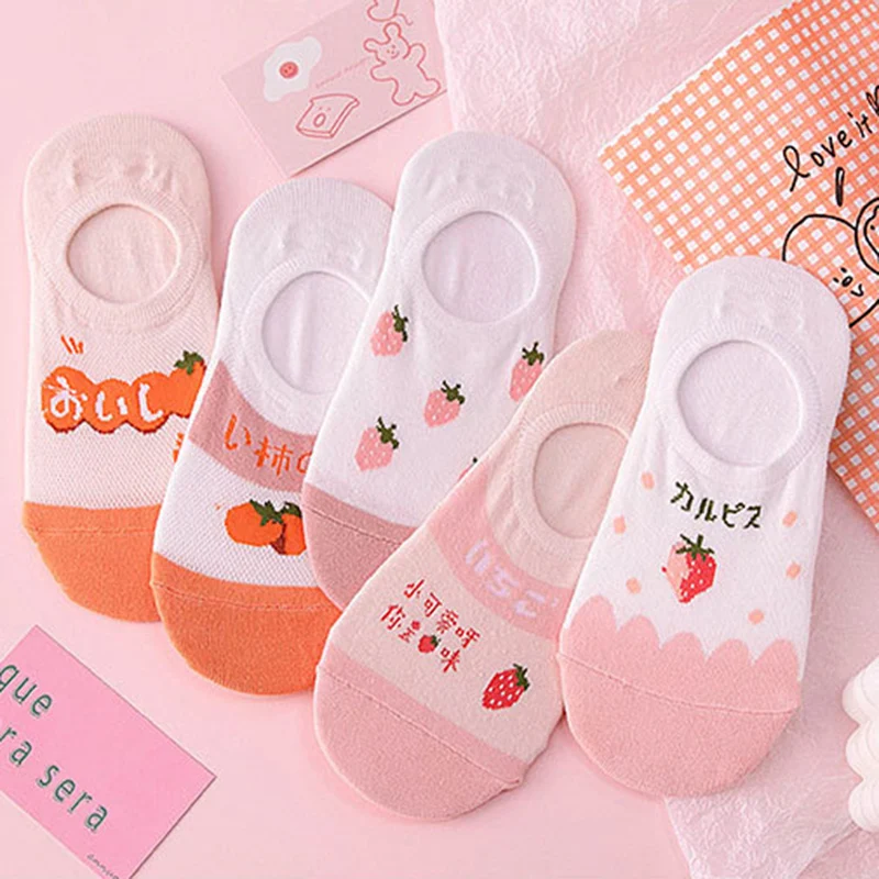 Короткие носки с фруктовым принтом Женские летние хлопковые короткие