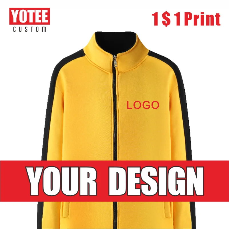 

YOTEE2021men's Jacket Stand-up Collar Zip Jacket Logo Custom Group Personal DIY Fashion Jacket Logo Custom