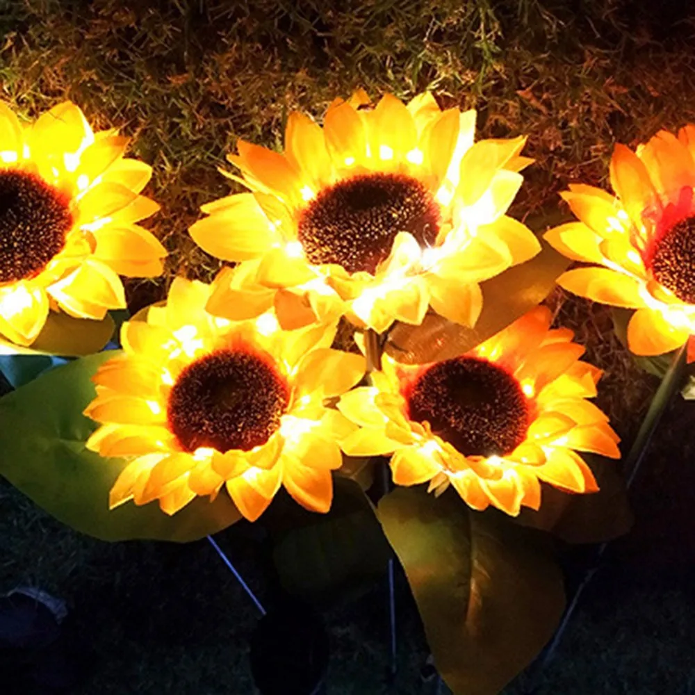 

Led Solar Sunflower Light Outdoor Waterproof Solar Powered Artificial Sunflower Decorative Lamp for Yard Lawn Path Garden Lights