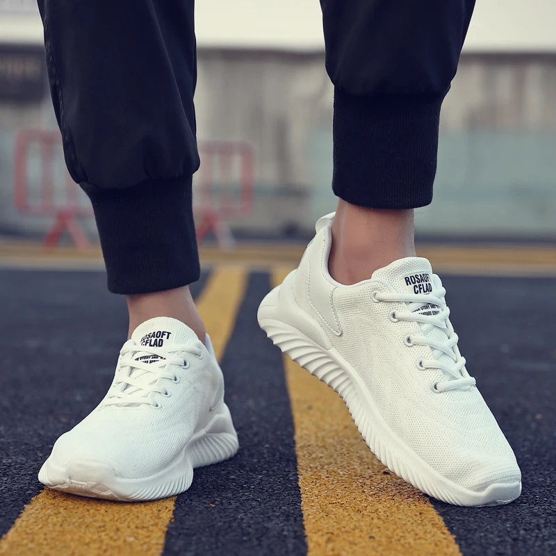 

New Men's Walking Shoes Spring And Summer Flying Mesh Breathable Casual Jogging Sneakers Rubber Bottom Non-Slip Wear Shoes Man
