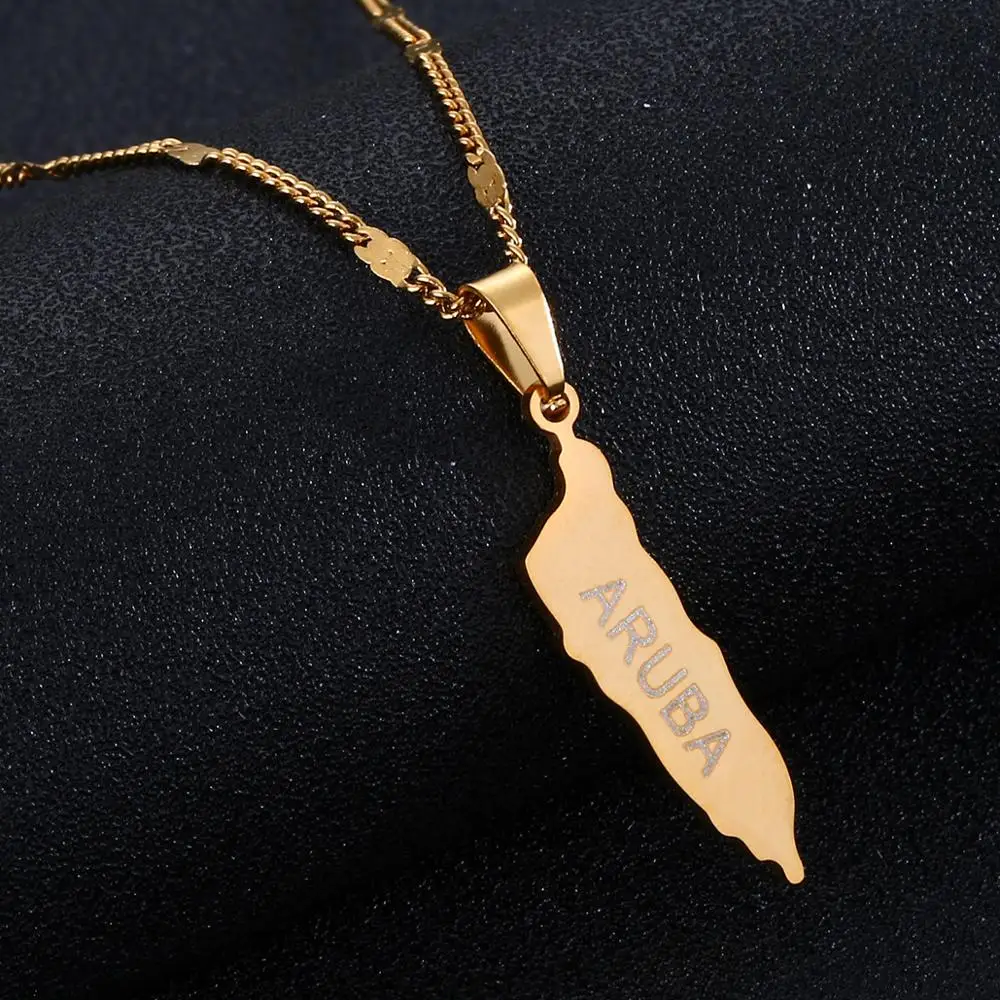 Ожерелье с подвеской картой Арубы из нержавеющей стали карты Карибского моря
