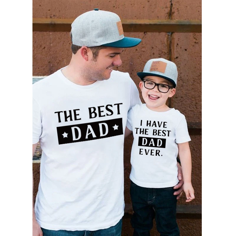 Футболка THE BEST DAD &amp I HAVE EVER одинаковая семейная одежда для папы и сына подарок на