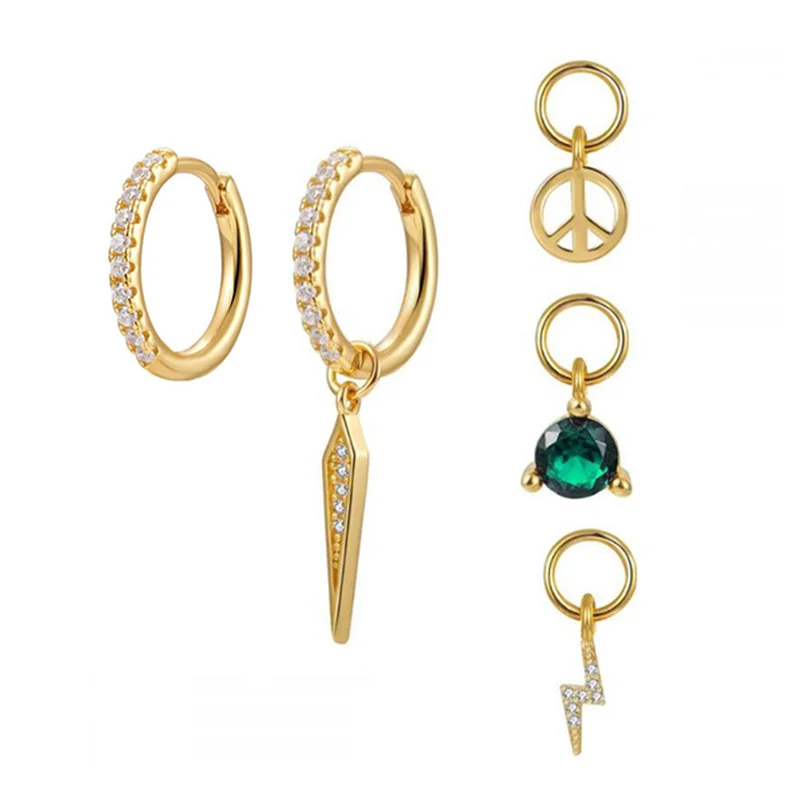 

MC A пара серьги-кольца с 4 маленькими крестиками Луна солнце Звезда Сердце Подвески из циркония серьги-кольца