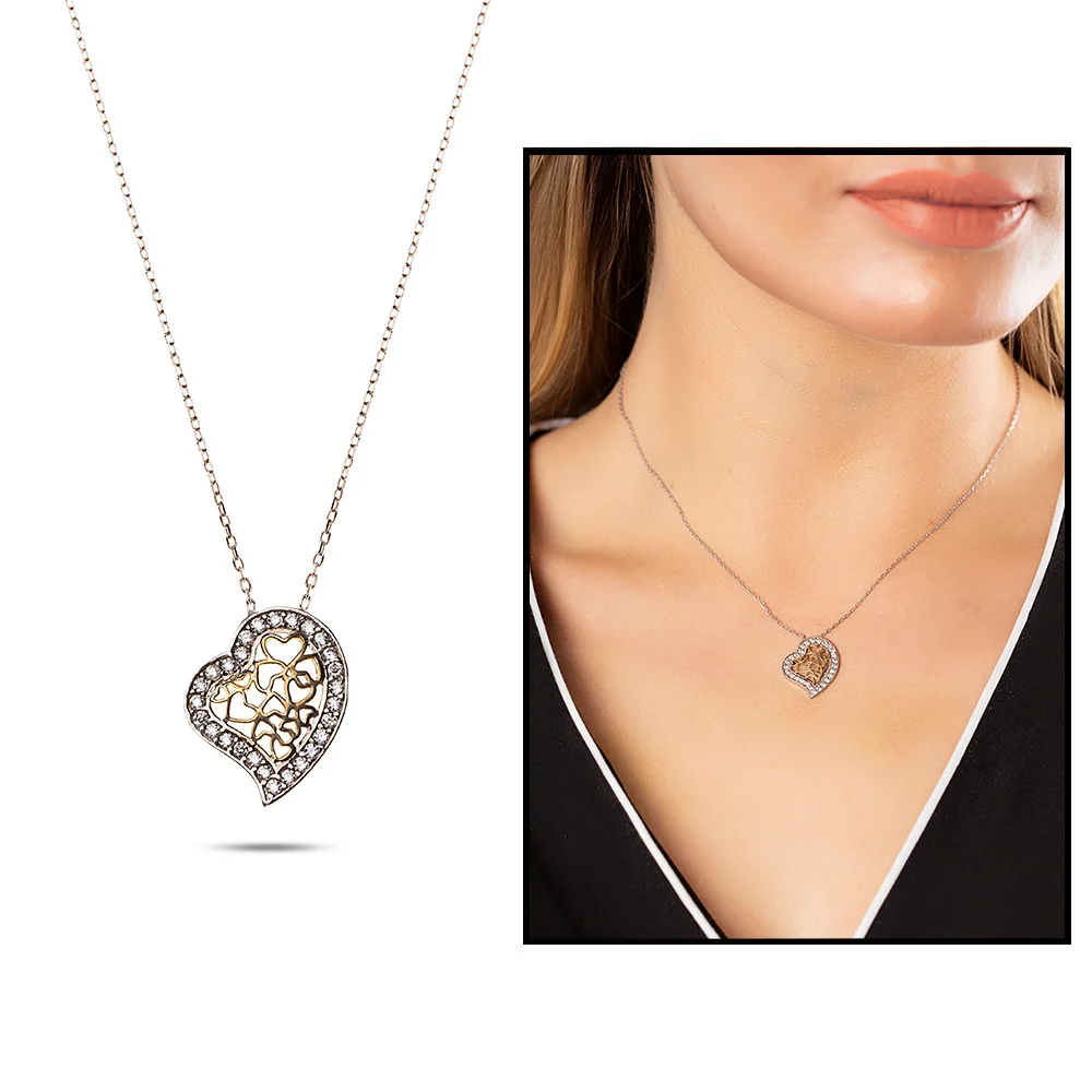 

925 sterling Silver Zircon Stone Heart Necklace