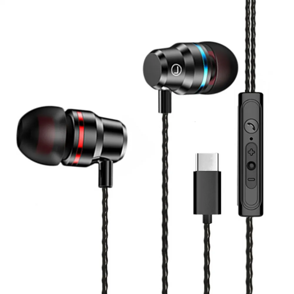 Type-C USB-C In-Ear наушники гарнитура для волос с проводной микрофон мини животное