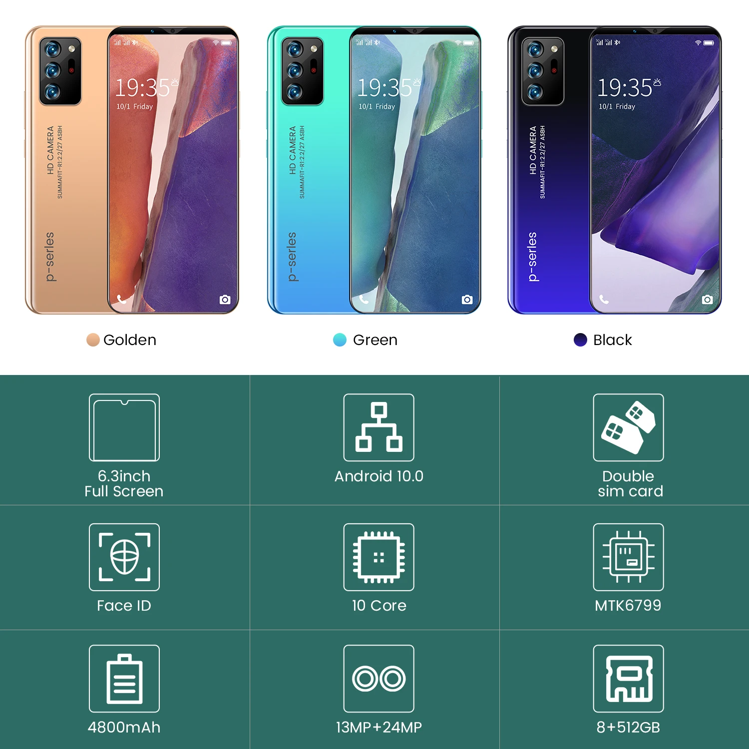 

Note20 max 8+512GB MT6799 Smartphone Android Push-button Phone Dual SIM Multiple Languages Ultra-thin Unlocked Cell Phones