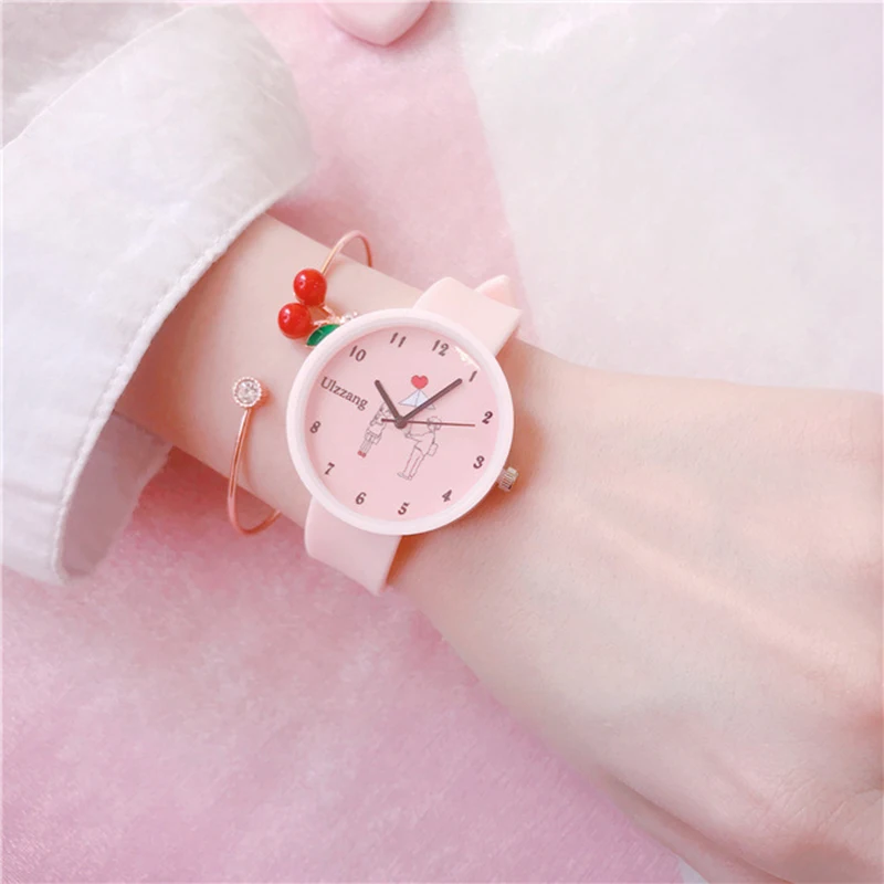 Милые женские часы в Корейском стиле Женские повседневные с силиконовым