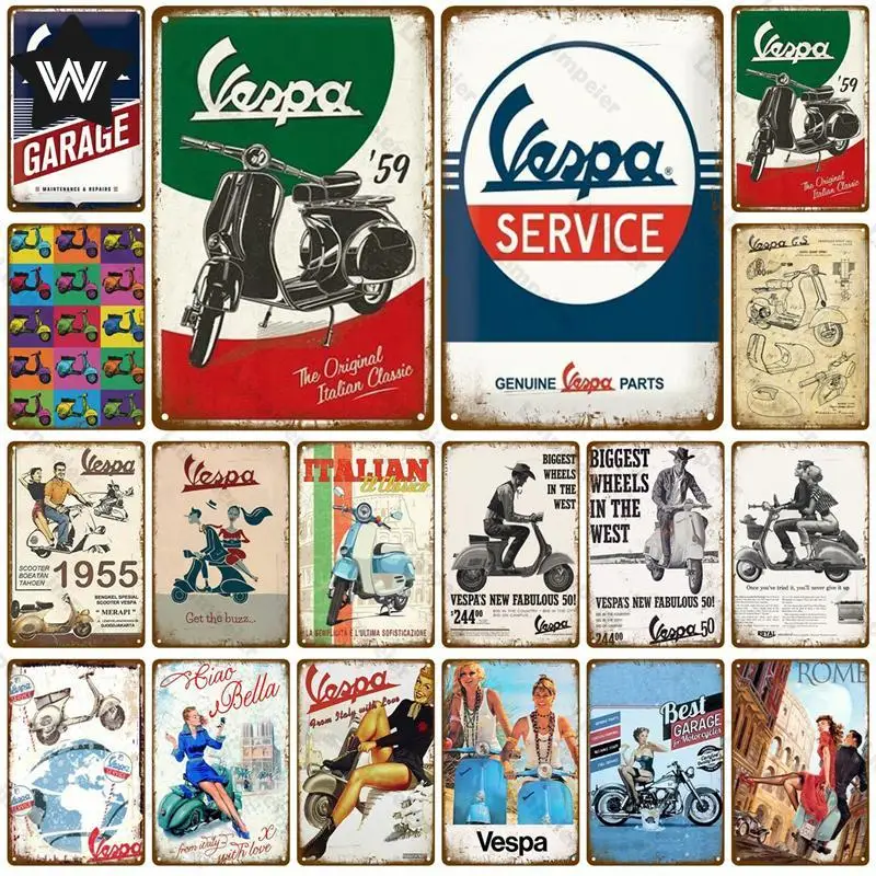 

Vespa металлический знак для гаража Жестяная Табличка Vespa только для парковки жестяной Плакат Металлический плакат заколка для девочки жестя...
