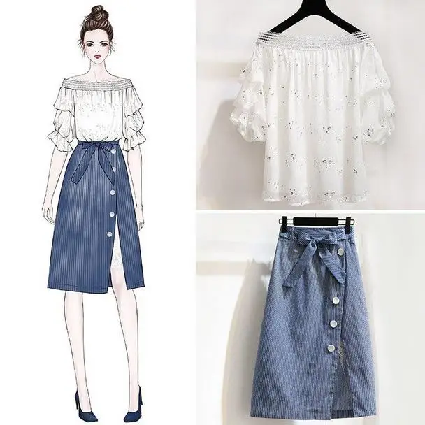 Женская шифоновая блузка с блестками и открытыми плечами + кружевная Лоскутная