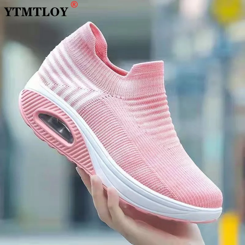 

Женские прогулочные кеды, удобные кроссовки на платформе, без шнуровки, Повседневная летняя спортивная обувь на танкетке