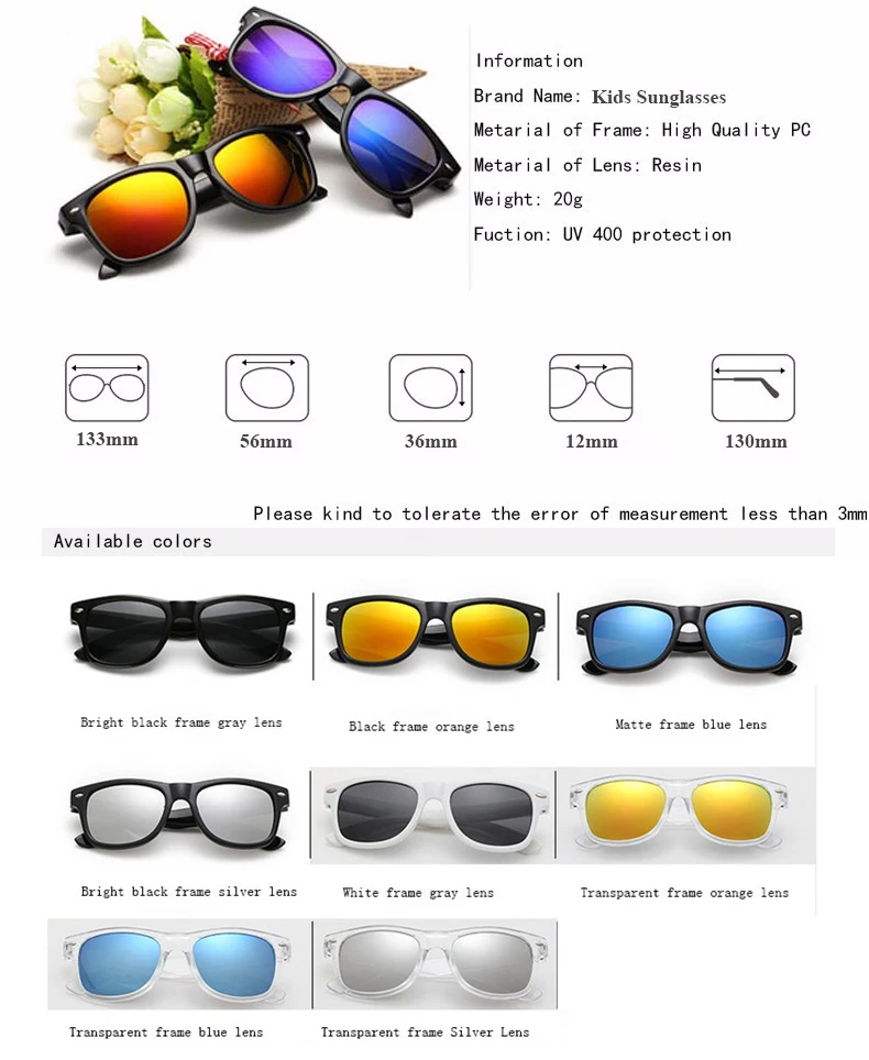 

Hot sale Cool 2-15 Years Kids Sunglasses Sun Glasses for Children Boys Girls Fashion Eyewares Coating Lens UV 400 Protection