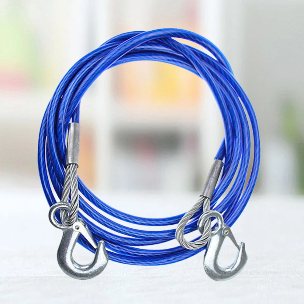 

1PC Car Hauling Cable Sturdy Car Trailer Rope 7 Tons Car Special Winch Rope with Hooks Thicken Car Trailer RopeBlue