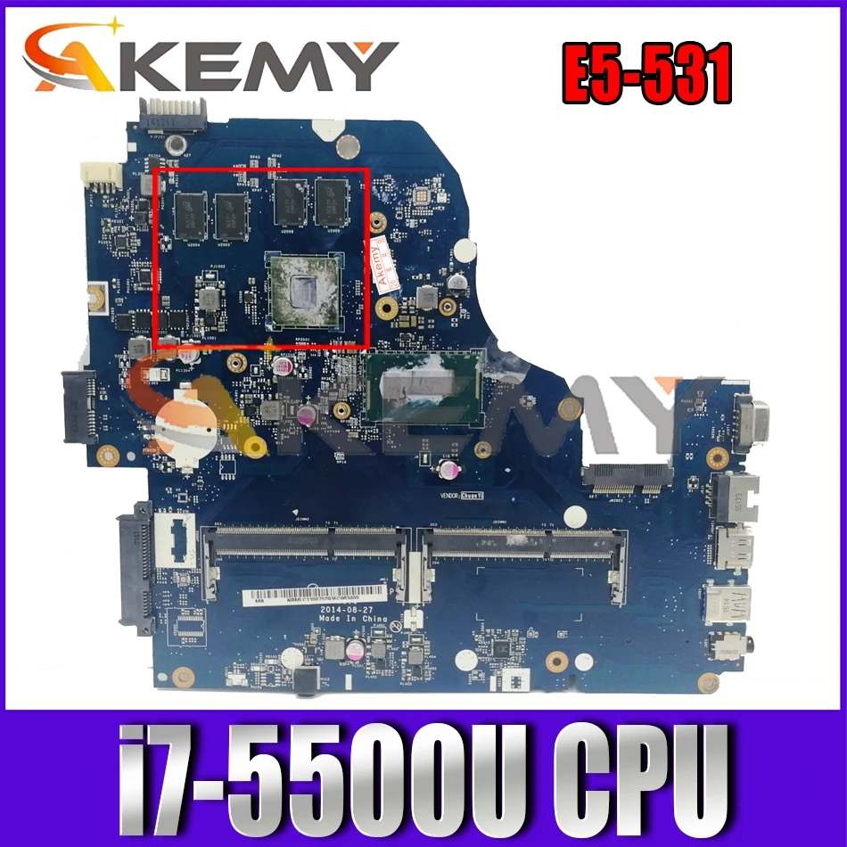 

For ACER Aspire E5-531 i7-5500U Notebook Mainboard LA-B991P SR23W N15V-GM-S-A2 DDR3 Laptop Motherboard