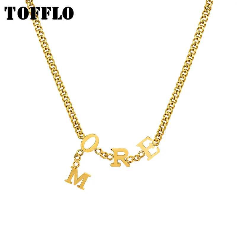 

TOFFLO Stainless Steel Jewelry More Letter Necklace Women Fashion Clavicle Chain BSP1036
