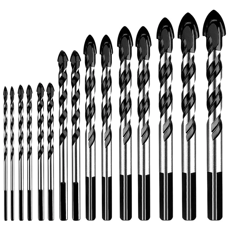 

15Pcs Drill Bit Set Tungsten Carbide Tip Drill Bits for Porcelain Ceramic Tile Concrete Plastic Masonry and Wood