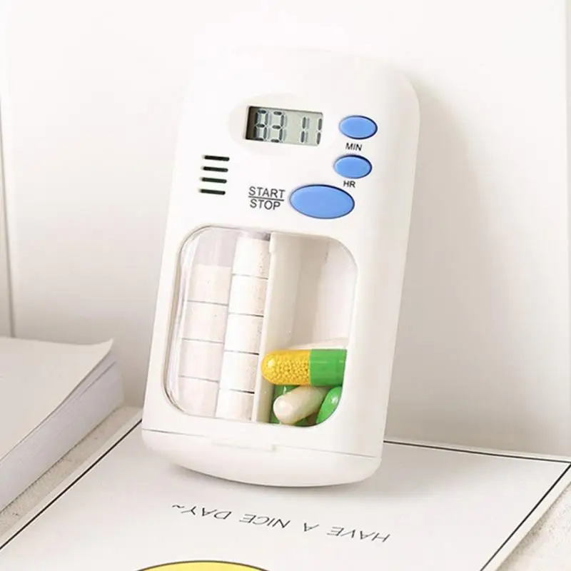 Чехол для таблеток с ЖК-дисплеем и таймером 2 отделениями | Красота здоровье