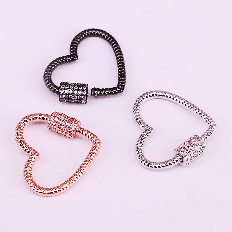 6 шт. новый шарм в форме сердца cz застежка золото серебро розовое бронзовый цвет