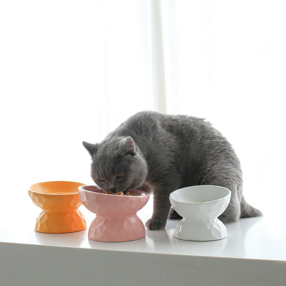

Ceramics Raised Cat Bowl Slanted Cat Bowl for Food Stress Free Angled Cat Bowl Less Regurgitating and Vomiting TRYC889
