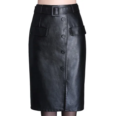 Falda cuero bodycon женские юбки 2021 Большие размеры 4XL кожа красно черная юбка с высокой