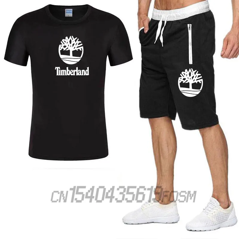 

2021 Men's Casual Brand Suit Fashion 2 Piece Sportswear Striped Short Sleeve T-Shirt Shorts Set Men's Sportswear Sportswear Summ