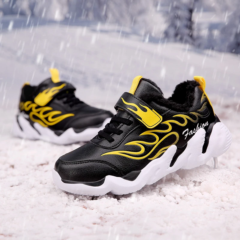 Зимние Детские кроссовки Детская водонепроницаемая кожаная спортивная обувь