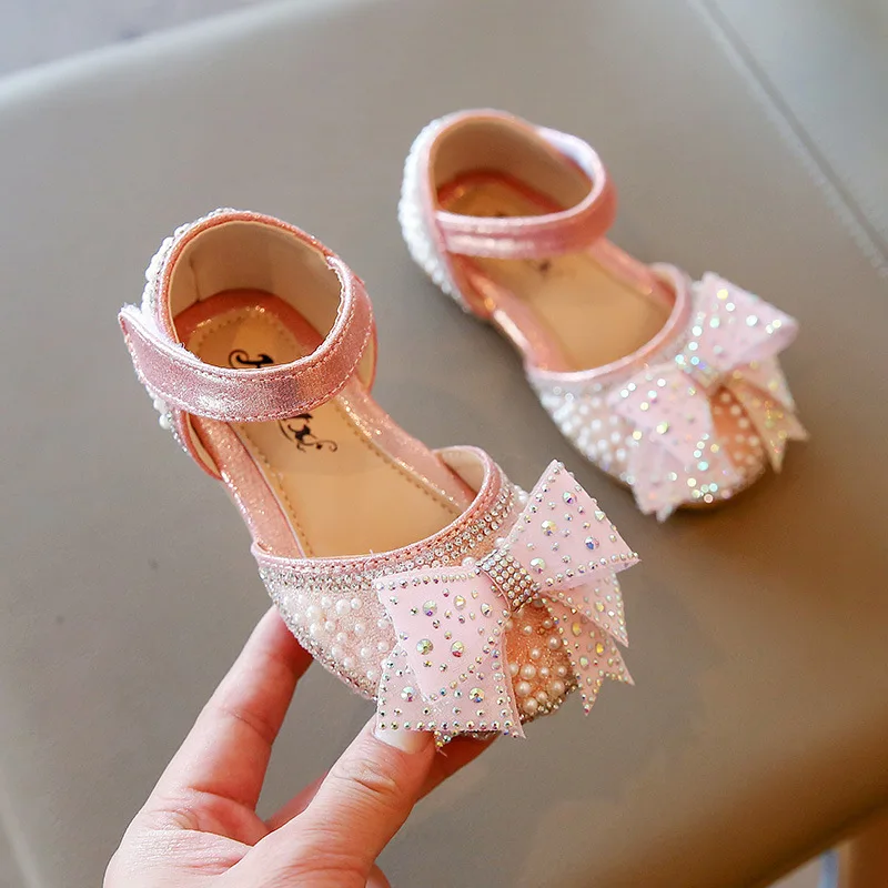 Fashion Kids Sandals Summer New Girls Princess Shoes Sequins Bow Sandals Children Casual Dance Shoes Non-slip Flat Sandals G574