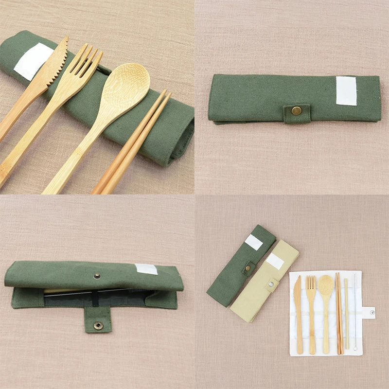 Портативный Бамбуковый Обеденный набор 6 шт./лот дорожный экологически чистый