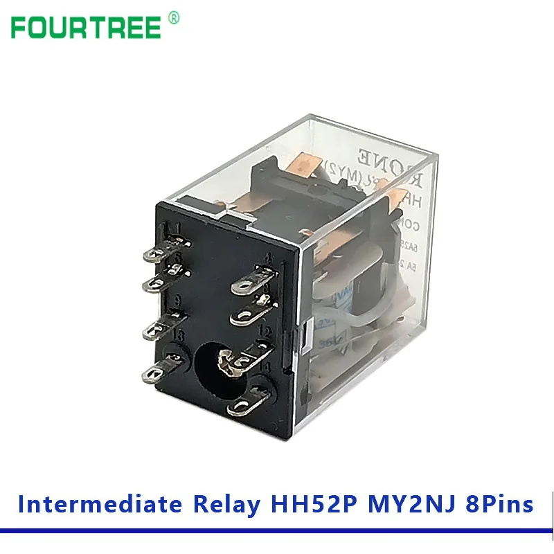 5Pcs Intermediate Relay HH52P MY2NJ Coil General DPDT Mini Electromagnetic Switch With LED 8 Pins AC 110V 220V DC 12V 24V - купить по