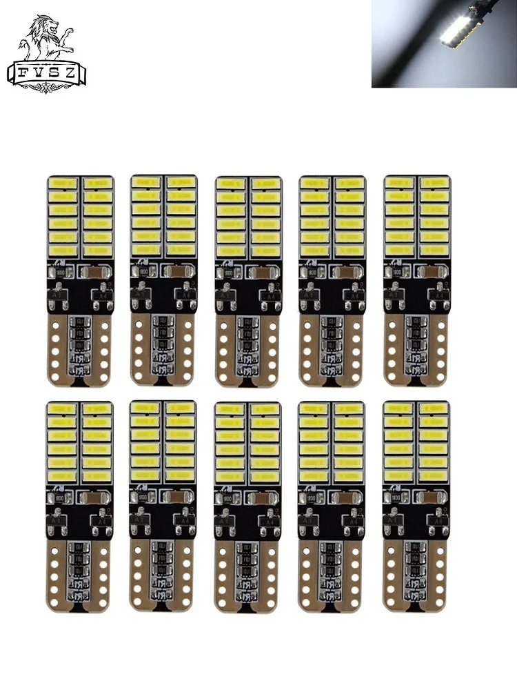 10 шт. T10 светодиодный автомобильный светильник от Canbus W5W 4014 24-SMD 8W 6000K Светильник-излучающий диоды независимая лампа Excelente producto
