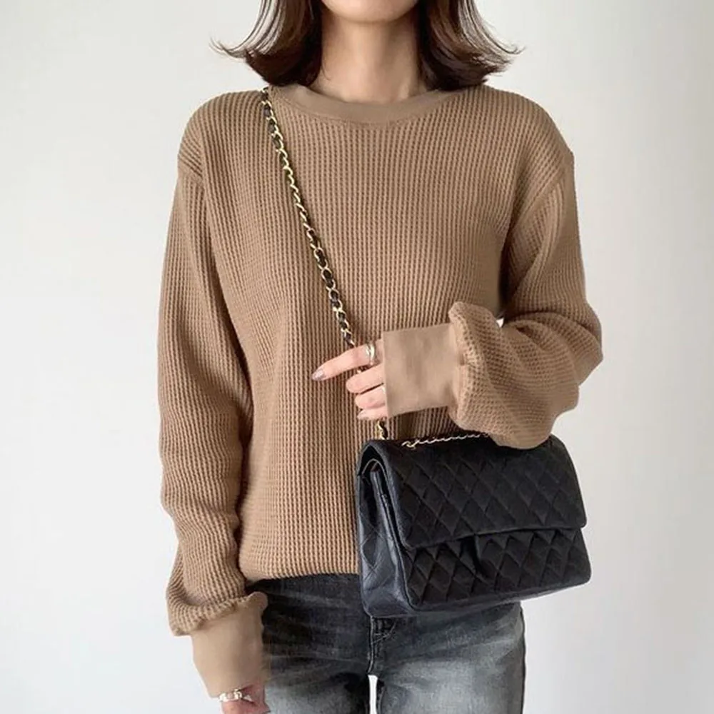 

Adies Long Sleeve Women Knitted Sweater Autumn Winter Solid O-Neck Female Casual Pullover Jumper Loose Sweater