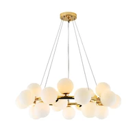 Modern White Glass Ball LED Chandelier Nordic Style Living Room Dining Room Kitchen Decoration Home Lighting Golden Black Lamp