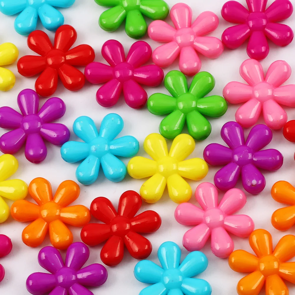 

50PCS 21MM Mixing Color Acrylic Flower Shape Loose Beads For DIY Fashion Jewelry Making Spacer Beads Wholesale