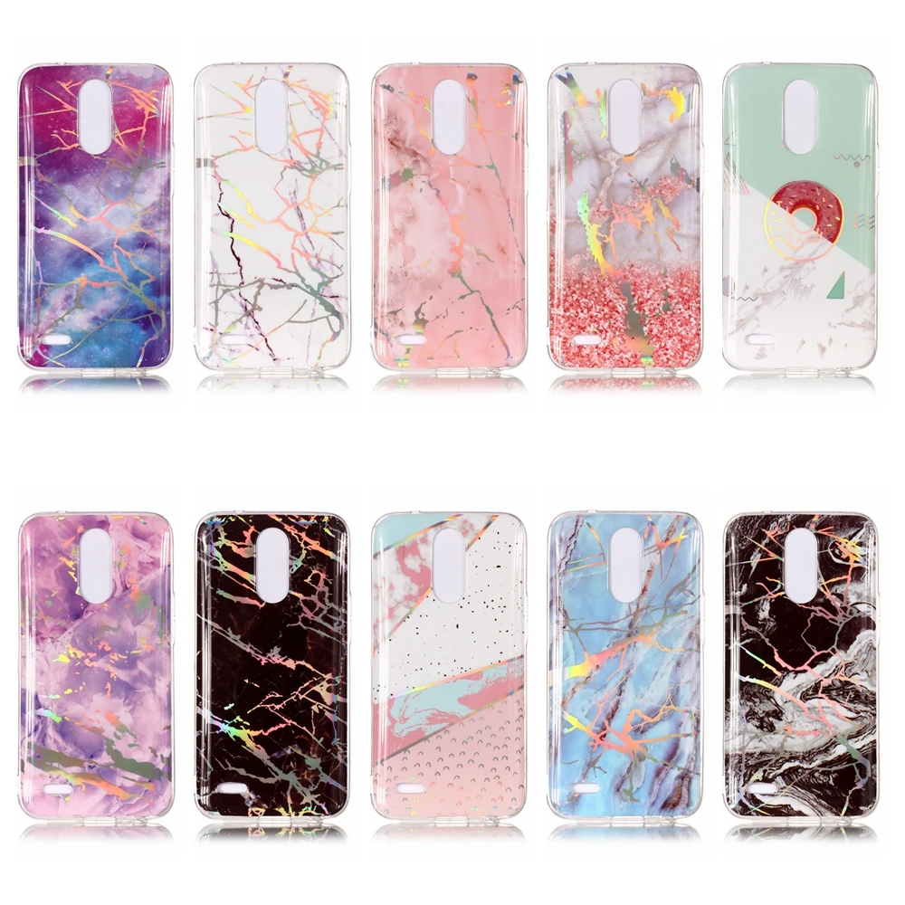 ТПУ силиконовый мягкий чехол для телефона s LG K10 K 10 2017 защитный с мраморным узором