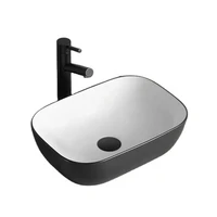 bathroom ceramic vessel sinks oval wash basin sink white and black washbasin with drainer lavabo nordic style toilet basin
