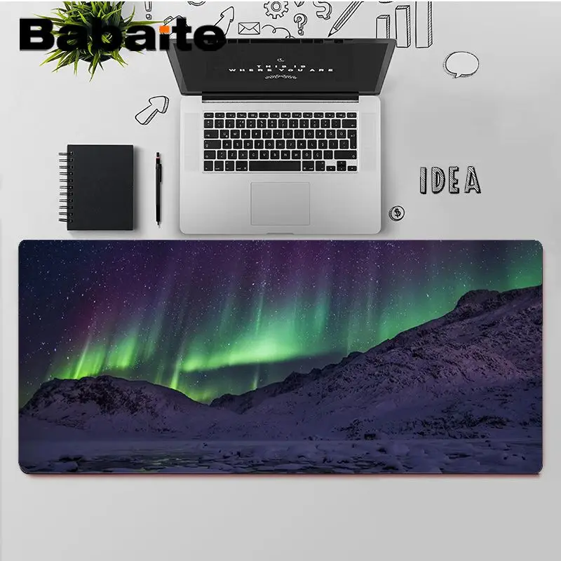 

Babaite Top Quality aurora Starry Sky Locking Edge Mouse Pad Game Free Shipping Large Mouse Pad Keyboards Mat