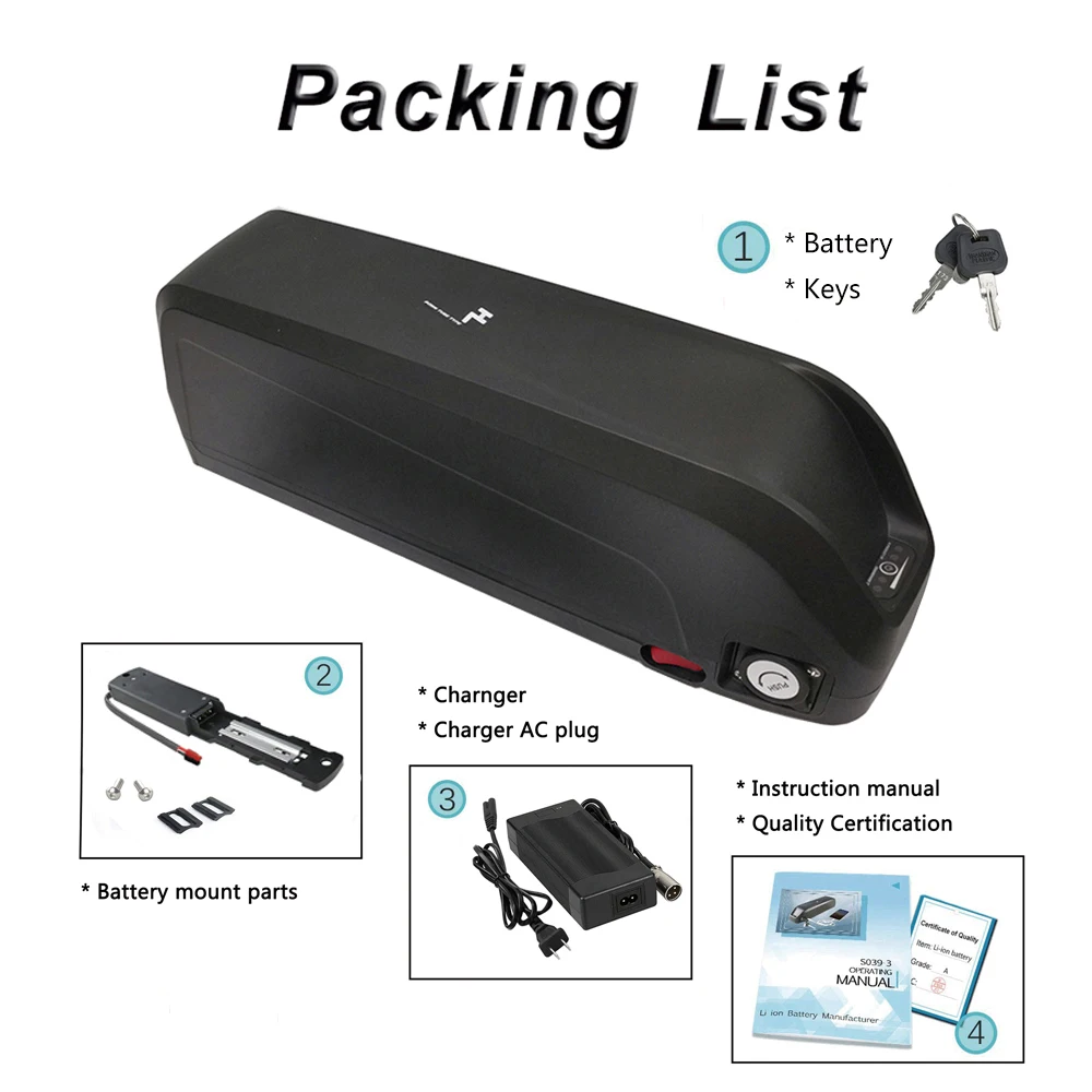 

48V 21AH Hailong Plus Battery with 40A BMS Powerful Electric Bicycle Battery 13S6P Samsung 35E 18650 cells for 48V 1400W Motor